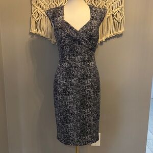 White House Black Market Textured Black and White Midi Dress